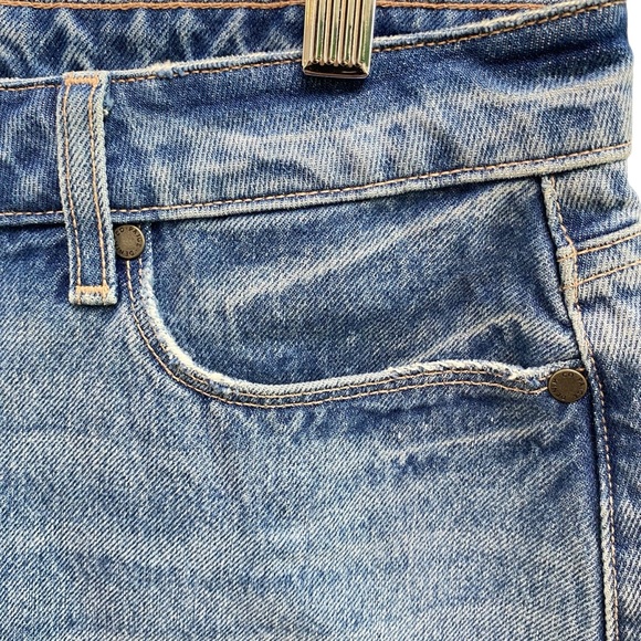 Paige Margot High Rise Distressed Raw Hem Denim Shorts In Kat Destructed NWT - Picture 7 of 15